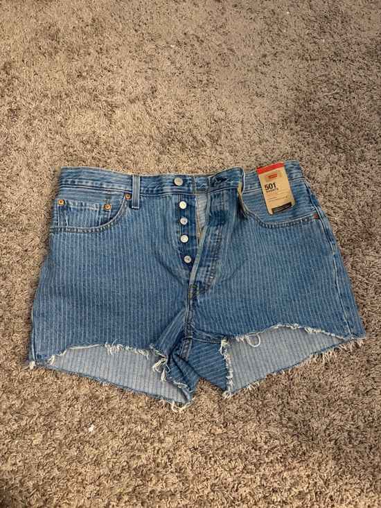 Levi's Pants - NWT Levi's Blue Striped High-Rise Button-Fly Jean Shorts